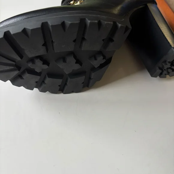 Shoe Dazzle Black Combat Boots with Buckle Detail - Picture 3 of 13